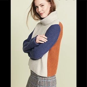 Autumn Cashmere color block turtle neck sweater